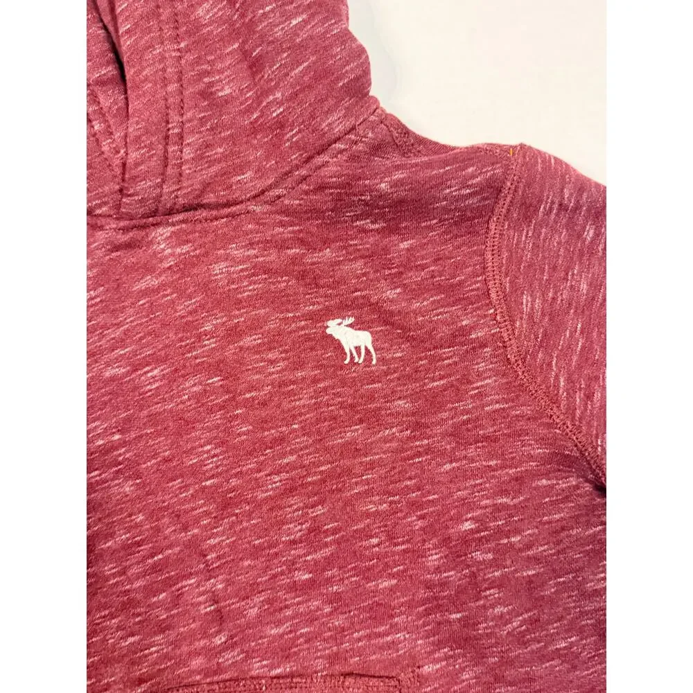 Abercrombie Kids Hoodie Youth 7/8 Burgundy Fleece Pullover Kangaroo Pocket